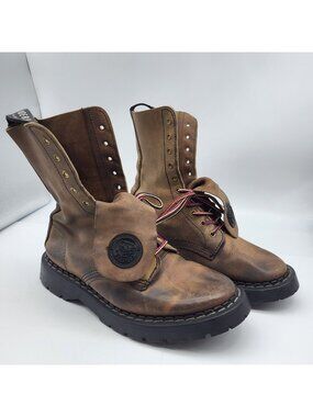 VTG Grinders Boots Brown Combat 6 UK Eu 40 US 7 Y2K distressed Gorpcore Creeper